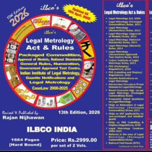 Legal Metrology Act and Rules with Packaged Commodities Rules with Jan Vishwas (Amendment of Provisions), Act, 2026 (13th Edition, 2026) (1664 pages) ... Nijhawan updated April, 2026 Latest Edition