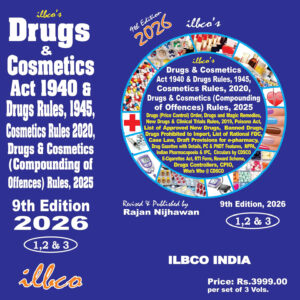 Drugs & Cosmetics Act, 1940, Drugs Rules 1940, Cosmetics Rules, 2020 with Allied Laws (9th Edition, 2026) (3568 pages in 3 hardbound vols) by Rajan Nijhawan with New Revised Schedule M